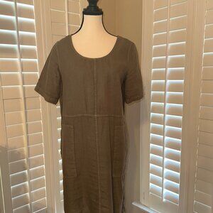Adorable JJill (Pure Jill) Linen Dress in Olive Size SMALL - NEW